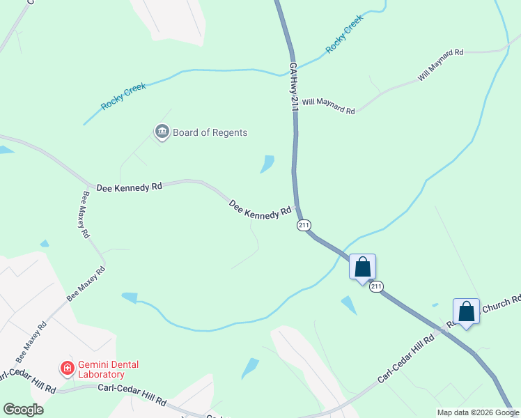 map of restaurants, bars, coffee shops, grocery stores, and more near 651 Dee Kennedy Road in Winder