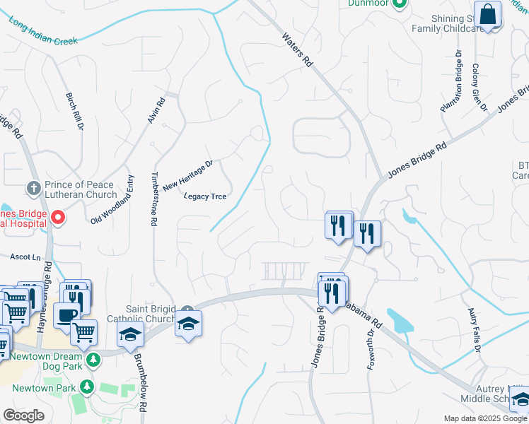 map of restaurants, bars, coffee shops, grocery stores, and more near 10000 Barston Court in Alpharetta