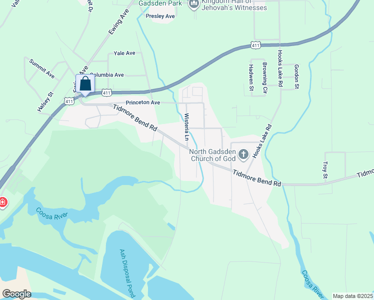 map of restaurants, bars, coffee shops, grocery stores, and more near 705 Tidmore Bend Road in Gadsden