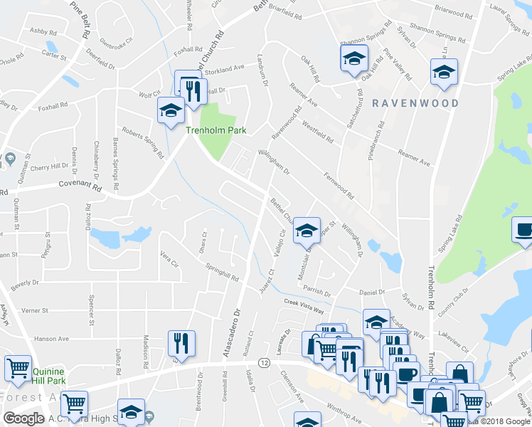 map of restaurants, bars, coffee shops, grocery stores, and more near 251 Vallejo Circle in Columbia