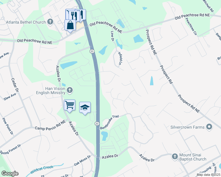map of restaurants, bars, coffee shops, grocery stores, and more near 893 Brookgreen Place in Lawrenceville