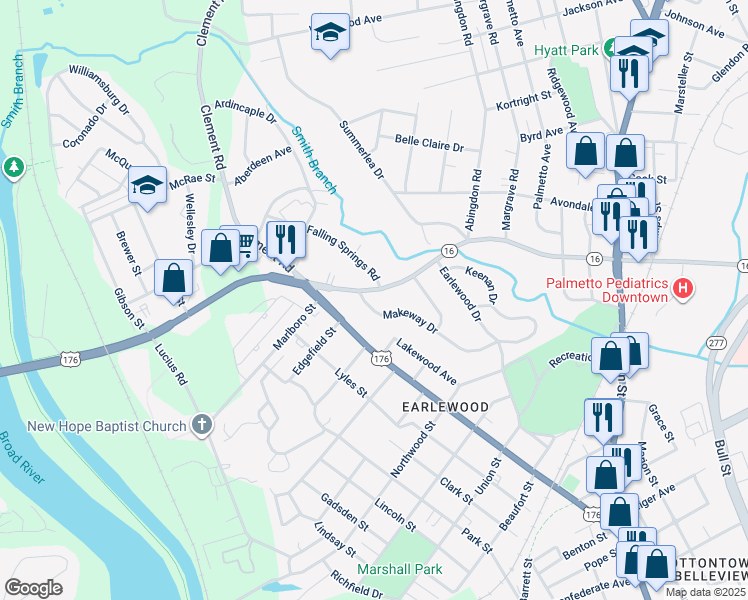 map of restaurants, bars, coffee shops, grocery stores, and more near 3334 Makeway Drive in Columbia
