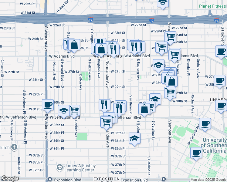 map of restaurants, bars, coffee shops, grocery stores, and more near 2917 Kenwood Avenue in Los Angeles