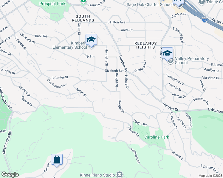 map of restaurants, bars, coffee shops, grocery stores, and more near 550 Pepper Way in Redlands