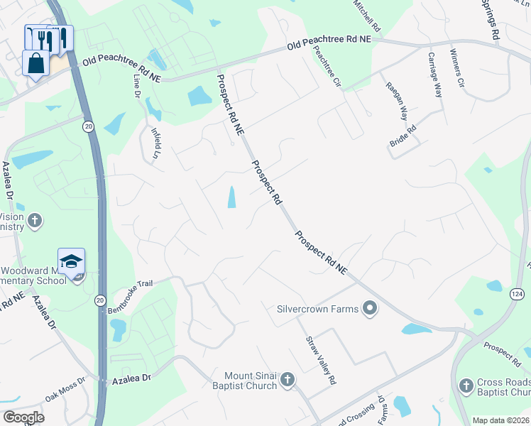 map of restaurants, bars, coffee shops, grocery stores, and more near 1331 Sunsweet Drive Northeast in Lawrenceville