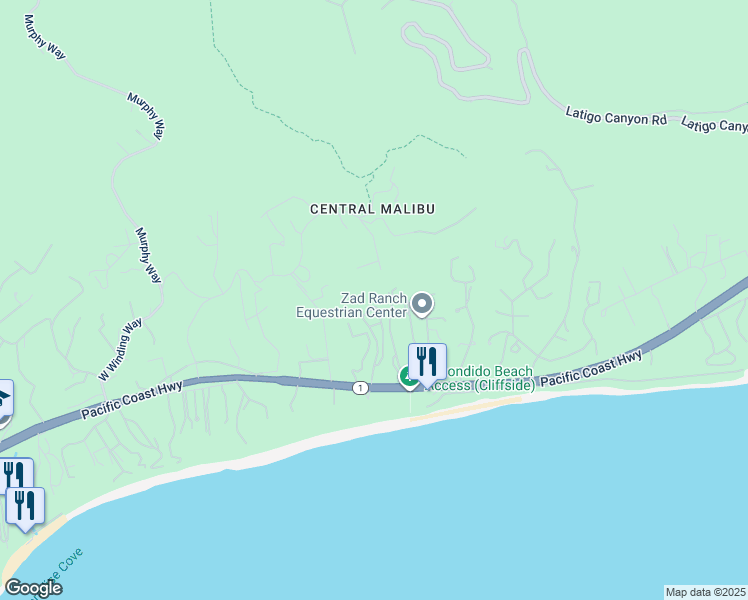 map of restaurants, bars, coffee shops, grocery stores, and more near 27473 Pacific Coast Highway in Malibu