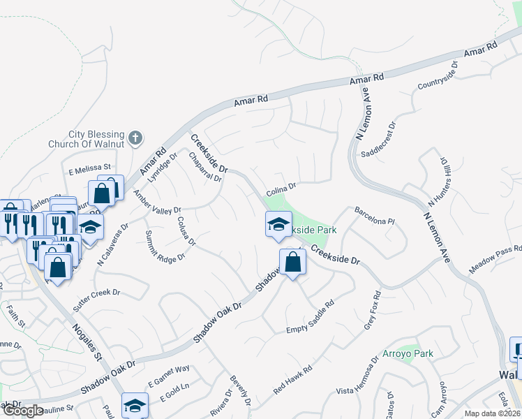map of restaurants, bars, coffee shops, grocery stores, and more near 820 Margaret Lane in Walnut