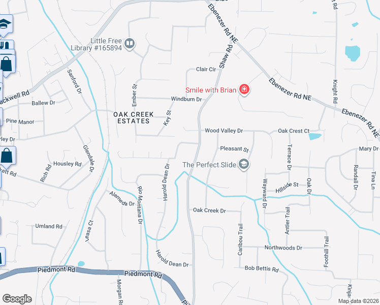 map of restaurants, bars, coffee shops, grocery stores, and more near 1498 Oak Springs Drive in Marietta
