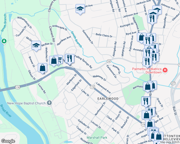 map of restaurants, bars, coffee shops, grocery stores, and more near 504 SC-40-16 in Columbia