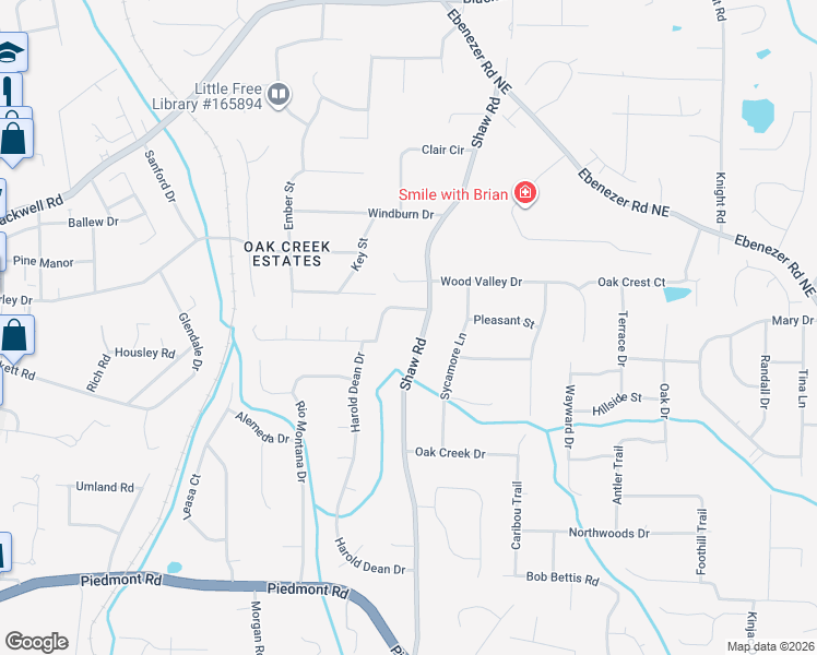 map of restaurants, bars, coffee shops, grocery stores, and more near 1498 Oak Springs Drive in Marietta