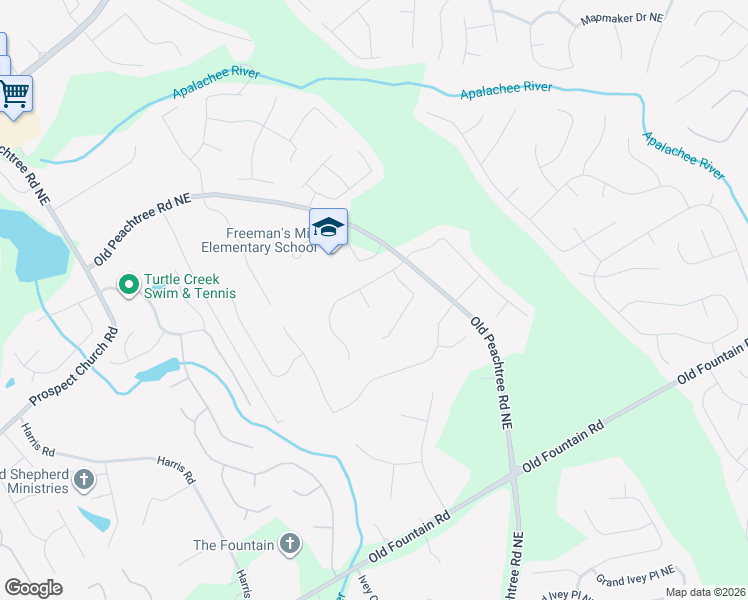 map of restaurants, bars, coffee shops, grocery stores, and more near 1491 Chateau Circle in Lawrenceville