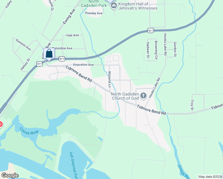 map of restaurants, bars, coffee shops, grocery stores, and more near 706 Tidmore Bend Road in Gadsden
