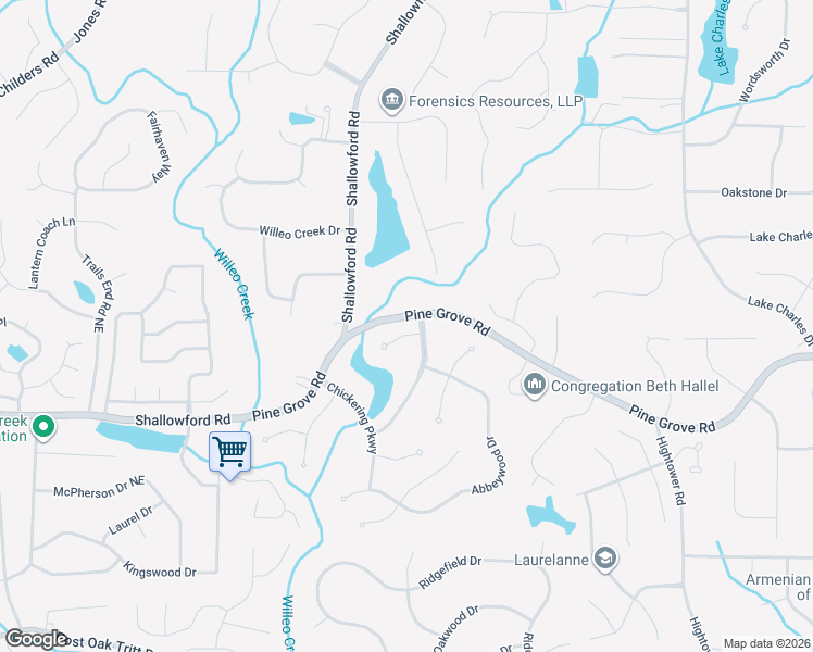 map of restaurants, bars, coffee shops, grocery stores, and more near 305 Chickering Lake Court in Roswell