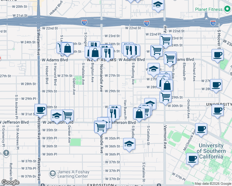 map of restaurants, bars, coffee shops, grocery stores, and more near 2901 Raymond Avenue in Los Angeles
