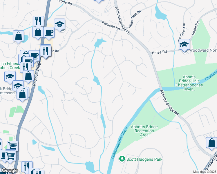 map of restaurants, bars, coffee shops, grocery stores, and more near 2015 Palmetto Dunes Court in Duluth