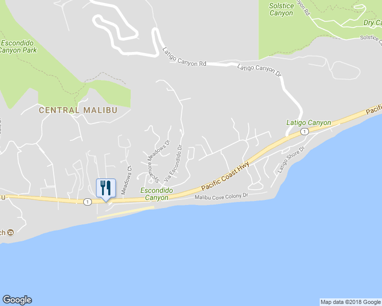 map of restaurants, bars, coffee shops, grocery stores, and more near 27067 Sea Vista Drive in Malibu
