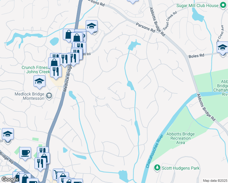map of restaurants, bars, coffee shops, grocery stores, and more near 1200 Vintage Club Drive in Duluth