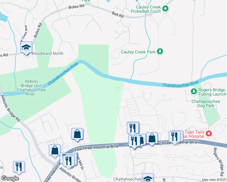 map of restaurants, bars, coffee shops, grocery stores, and more near 4490 Byrnes Street in Duluth