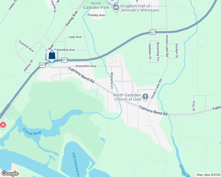 map of restaurants, bars, coffee shops, grocery stores, and more near 706 Tidmore Bend Road in Gadsden