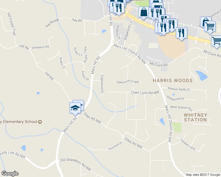 map of restaurants, bars, coffee shops, grocery stores, and more near 4844 Cheri Lynn Road Northwest in Acworth