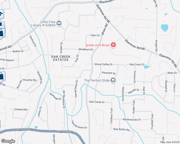 map of restaurants, bars, coffee shops, grocery stores, and more near 1498 Oak Springs Drive in Marietta