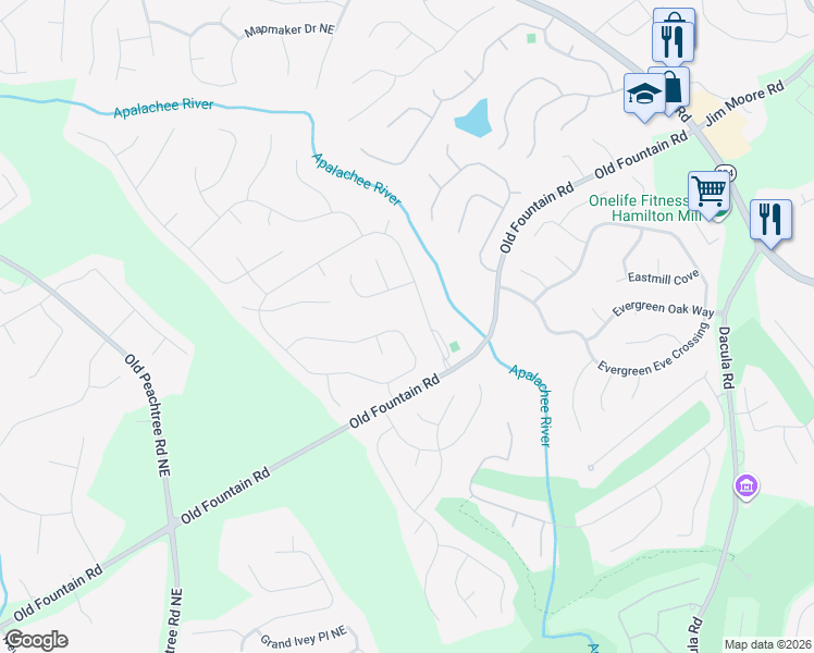 map of restaurants, bars, coffee shops, grocery stores, and more near 2010 Heatherton Road in Dacula