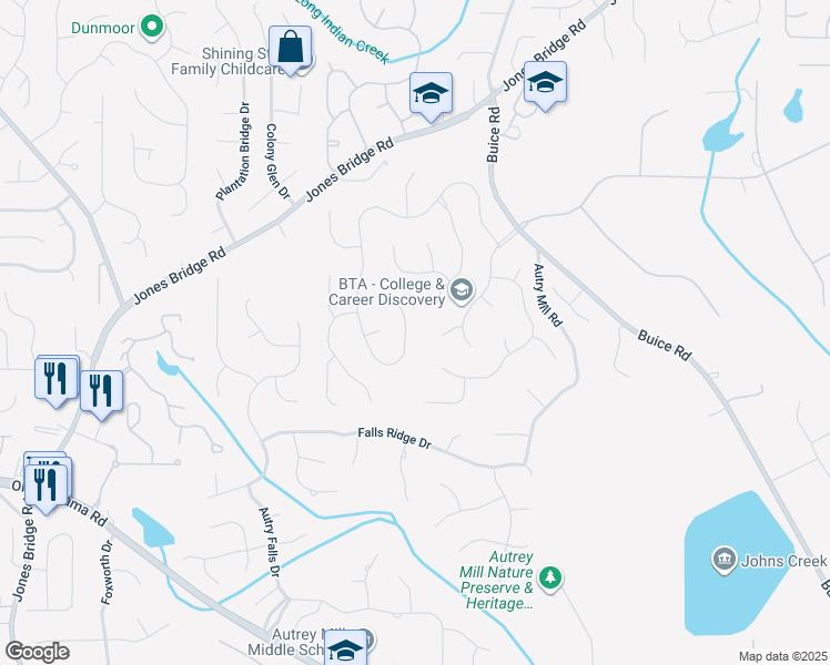 map of restaurants, bars, coffee shops, grocery stores, and more near in Johns Creek