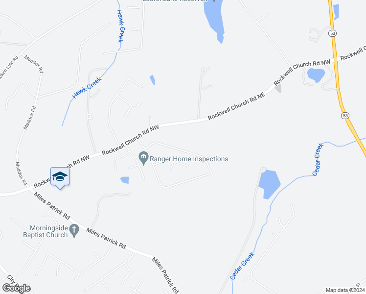 map of restaurants, bars, coffee shops, grocery stores, and more near 783 Baskins Circle in Winder