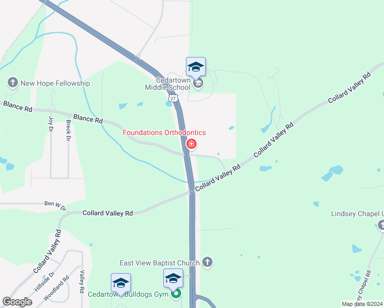 map of restaurants, bars, coffee shops, grocery stores, and more near 19 Blance Road in Cedartown