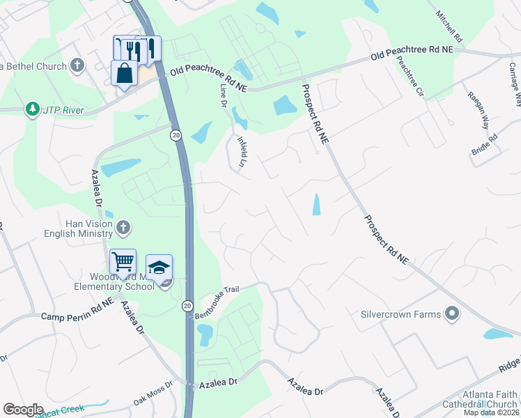 map of restaurants, bars, coffee shops, grocery stores, and more near 1068 Stonekirk Trce in Lawrenceville