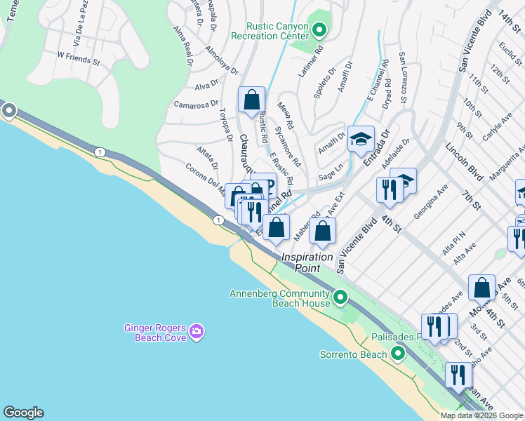 map of restaurants, bars, coffee shops, grocery stores, and more near in Los Angeles