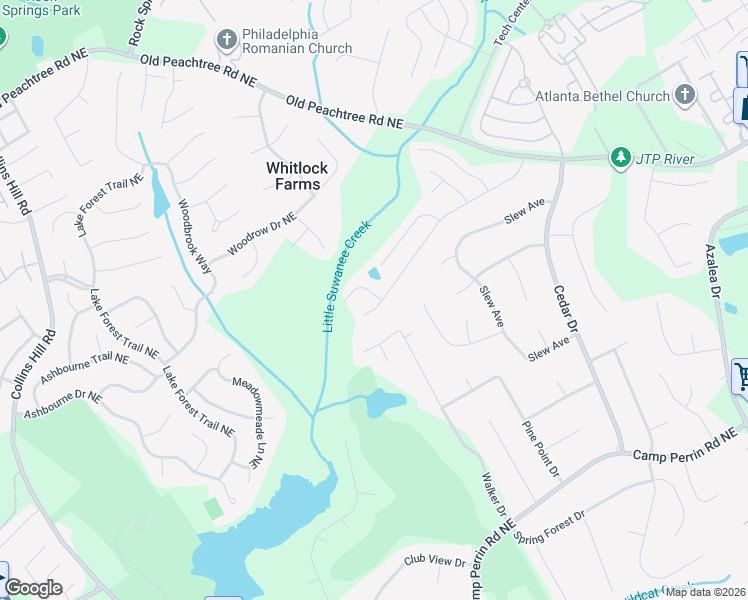 map of restaurants, bars, coffee shops, grocery stores, and more near 2132 Young America Drive Northeast in Lawrenceville