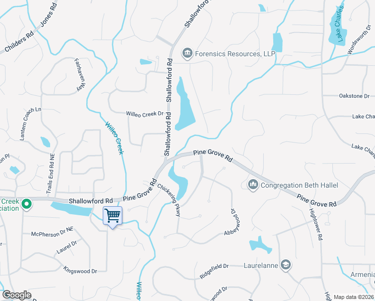 map of restaurants, bars, coffee shops, grocery stores, and more near 325 Chickering Lake Court in Roswell