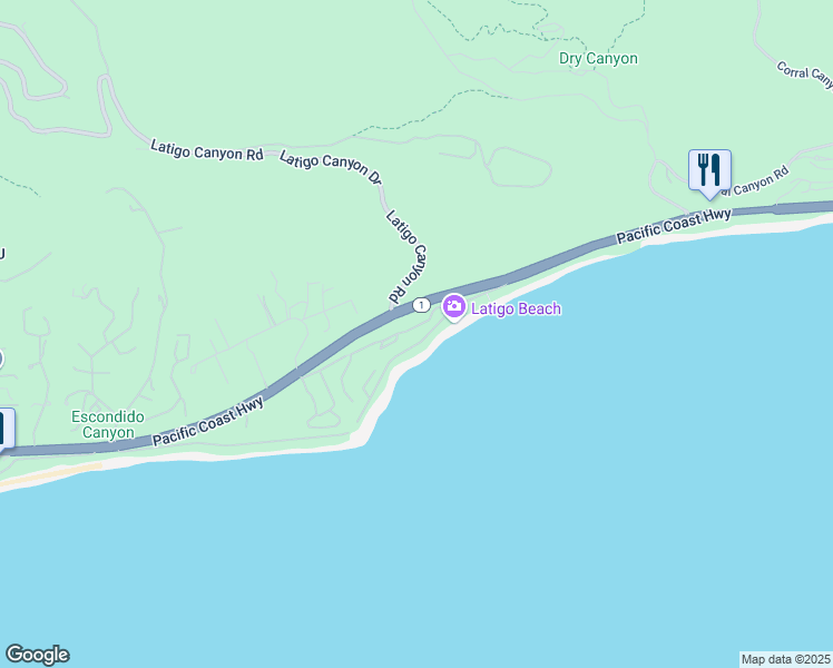 map of restaurants, bars, coffee shops, grocery stores, and more near 26666 Seagull Way in Malibu