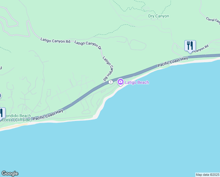 map of restaurants, bars, coffee shops, grocery stores, and more near 26668 Seagull Way in Malibu