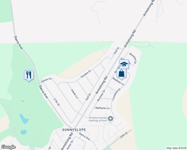 map of restaurants, bars, coffee shops, grocery stores, and more near 6920 Paladora Lane in Riverside