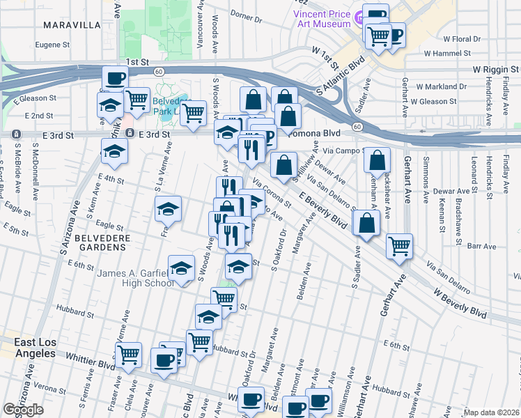 map of restaurants, bars, coffee shops, grocery stores, and more near 407 Amalia Avenue in Los Angeles