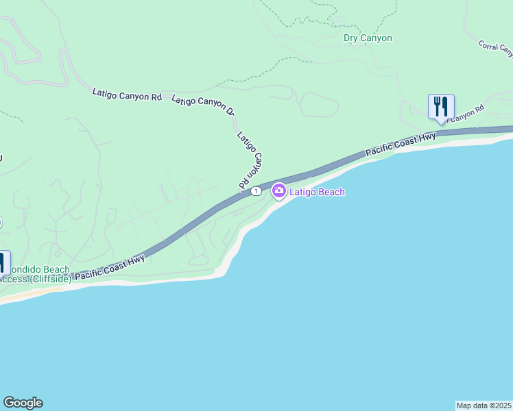 map of restaurants, bars, coffee shops, grocery stores, and more near 26636 Latigo Shore Drive in Malibu