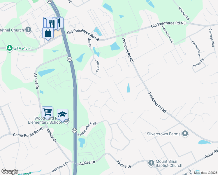 map of restaurants, bars, coffee shops, grocery stores, and more near 1068 Stonekirk Trce in Lawrenceville