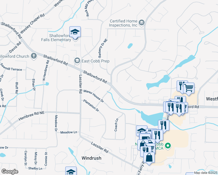 map of restaurants, bars, coffee shops, grocery stores, and more near 3285 Mar Lanta Drive in Marietta