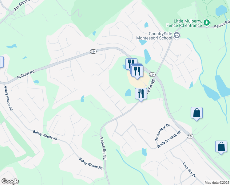 map of restaurants, bars, coffee shops, grocery stores, and more near 3426 Olivia Grace Way in Dacula