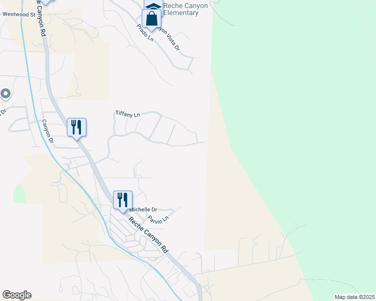 map of restaurants, bars, coffee shops, grocery stores, and more near 3086 Crystal Ridge Lane in Colton