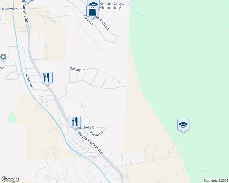 map of restaurants, bars, coffee shops, grocery stores, and more near 3086 Crystal Ridge Lane in Colton