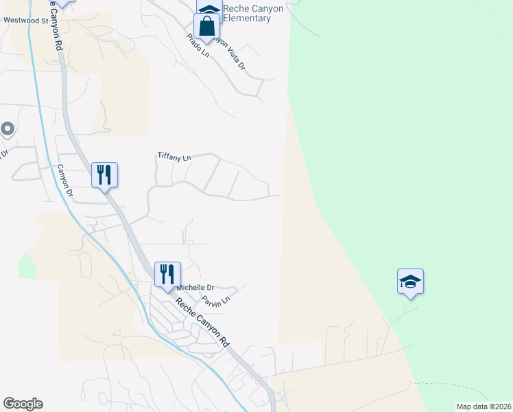 map of restaurants, bars, coffee shops, grocery stores, and more near 3086 Crystal Ridge Lane in Colton