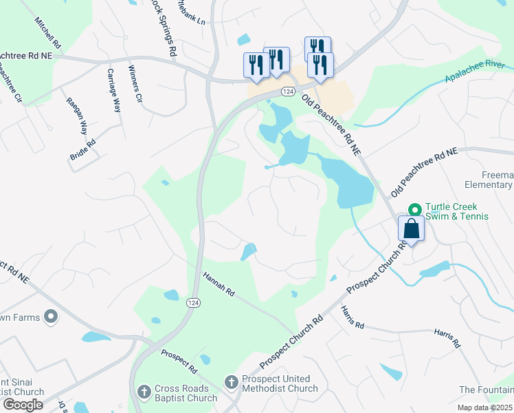 map of restaurants, bars, coffee shops, grocery stores, and more near 1721 Crowes Lake Court in Lawrenceville