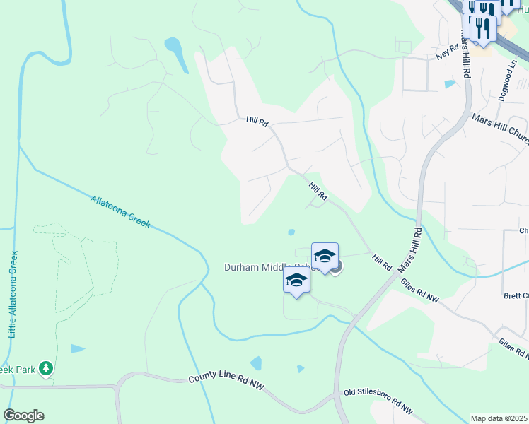 map of restaurants, bars, coffee shops, grocery stores, and more near 3024 Malbec Valley in Acworth