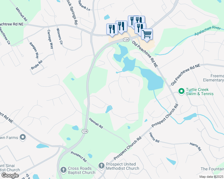 map of restaurants, bars, coffee shops, grocery stores, and more near 1721 Crowes Lake Court in Lawrenceville