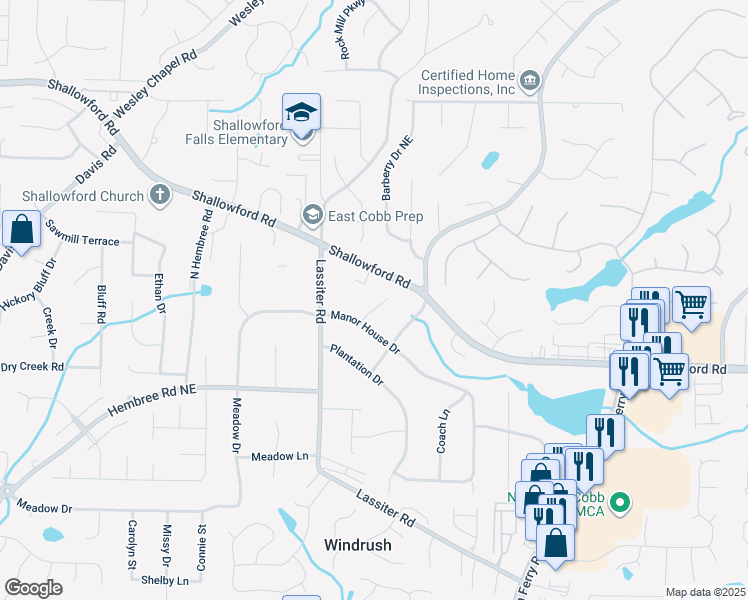 map of restaurants, bars, coffee shops, grocery stores, and more near 3273 Carriage Way in Marietta