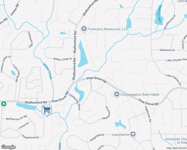 map of restaurants, bars, coffee shops, grocery stores, and more near 1095 Pine Grove Road in Roswell