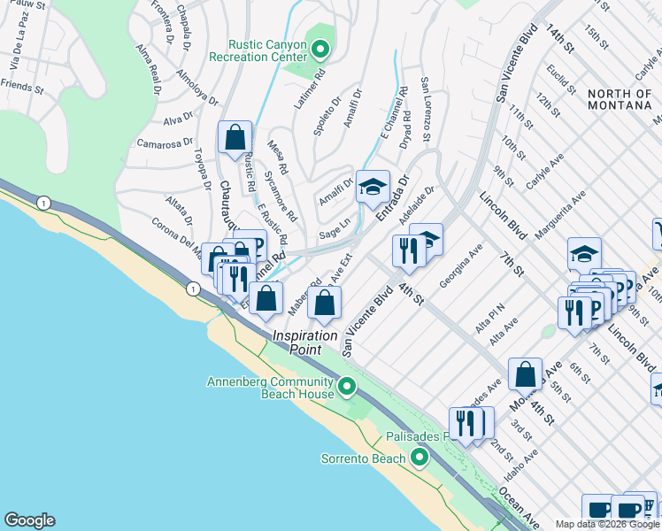 map of restaurants, bars, coffee shops, grocery stores, and more near 279 Mabery Road in Santa Monica